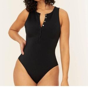 Andie Malibu Black Snap Buttons One Piece Swimsuit Size XLT